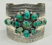 Load image into Gallery viewer, Large Cuff Bracelet with Turquoise and Silver
