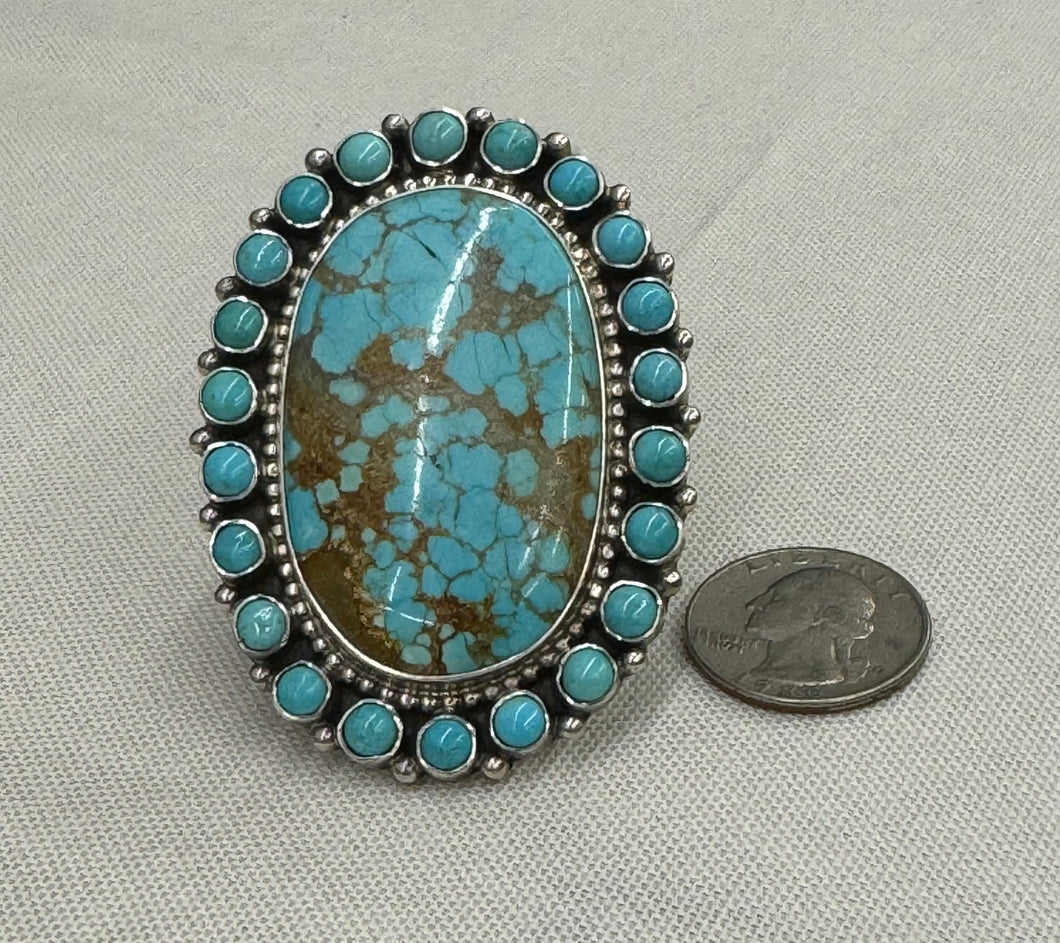 Adjustable Large Turquoise Stone Ring