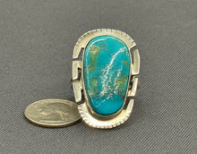 Load image into Gallery viewer, Large Turquoise Stone and Silver Ring
