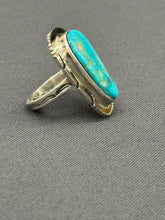 Load image into Gallery viewer, Large Turquoise Stone and Silver Ring
