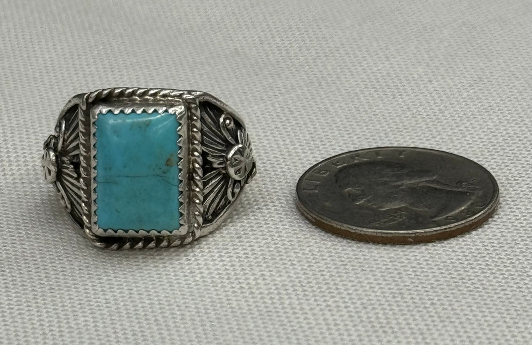 Mens Turquoise and Silver Ring