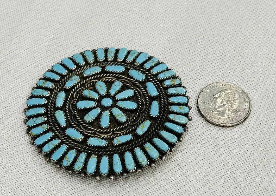 Zuni Needlepoint Turquoise Pin