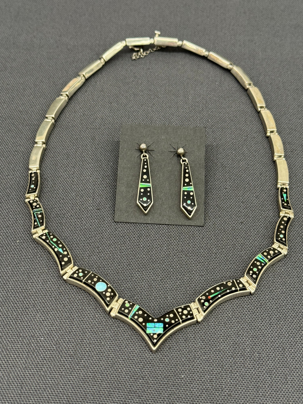 Onyx and Turquoise Choker and Earring Set