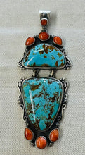 Load image into Gallery viewer, Kingman Turquoise and Coral Pendant
