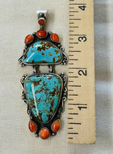 Load image into Gallery viewer, Kingman Turquoise and Coral Pendant
