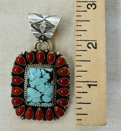 Turquoise and Coral Pendant