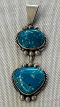 Load image into Gallery viewer, Double Drop Turquoise and Silver Pendant
