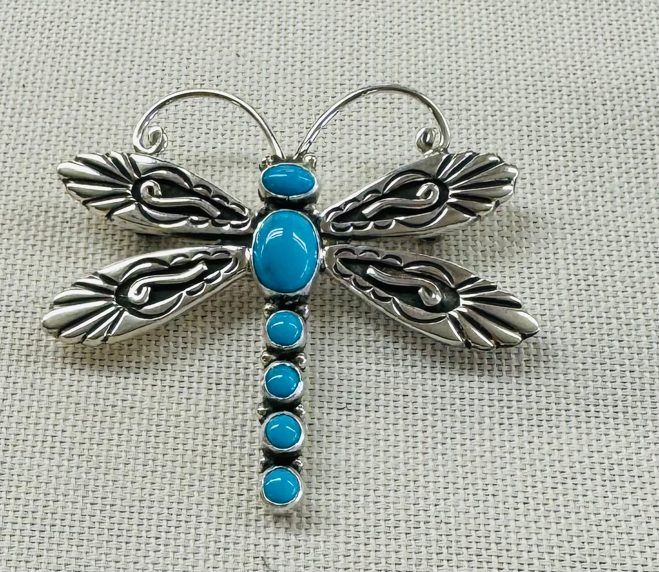 Silver and Turquoise Butterfly Pendant and Pin