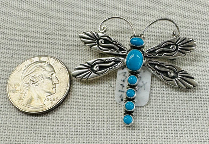 Silver and Turquoise Butterfly Pendant and Pin