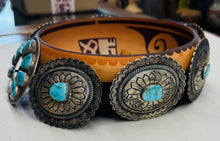 Load image into Gallery viewer, Concho Belt with Large Turquoise Stones
