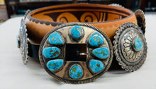 Load image into Gallery viewer, Concho Belt with Large Turquoise Stones
