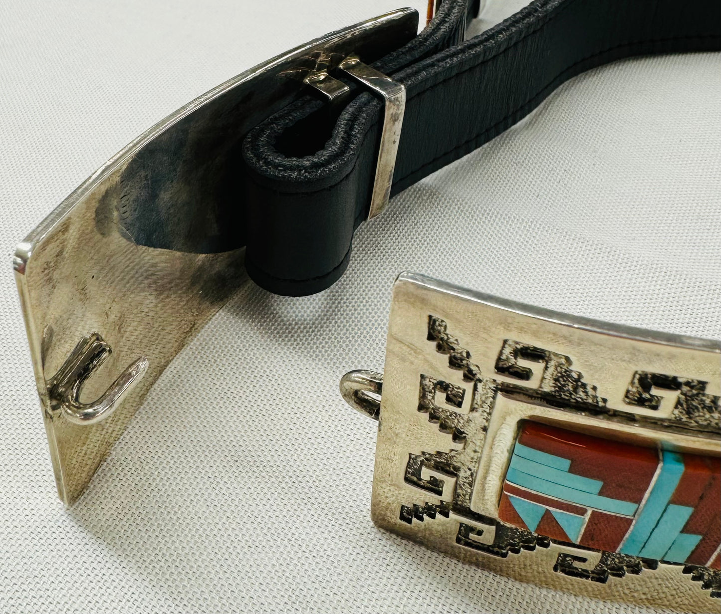 Silver with Inlay Turquoise and Coral Stones Belt