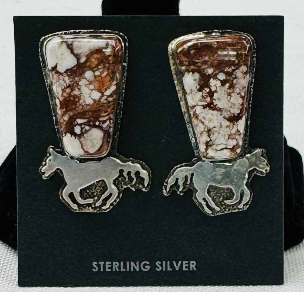 Horse Earrings with Wild Horse Stone