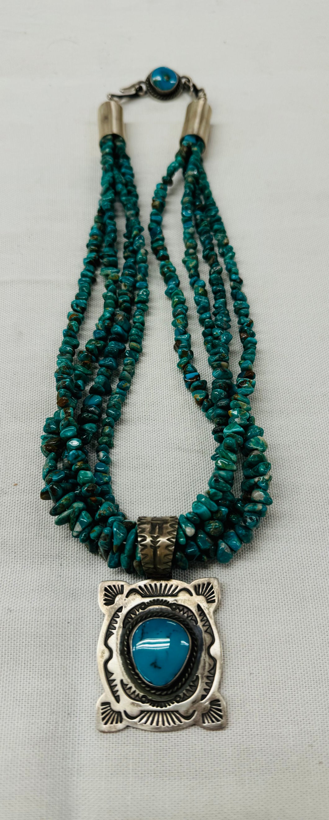 Turquoise Beads with Silver and Turquoise Pendant