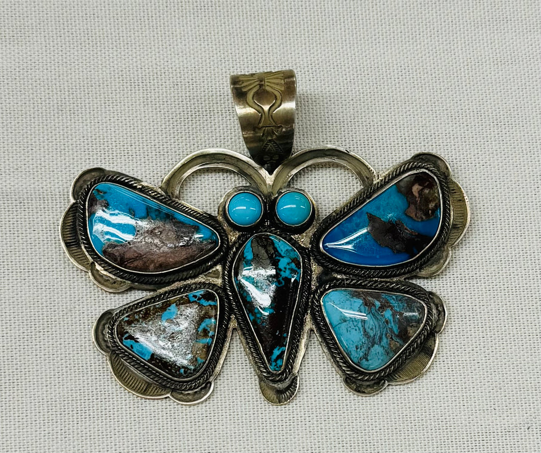 Butterfly Pendant with Bisbee and Sleeping Beauty Turquoise Stones