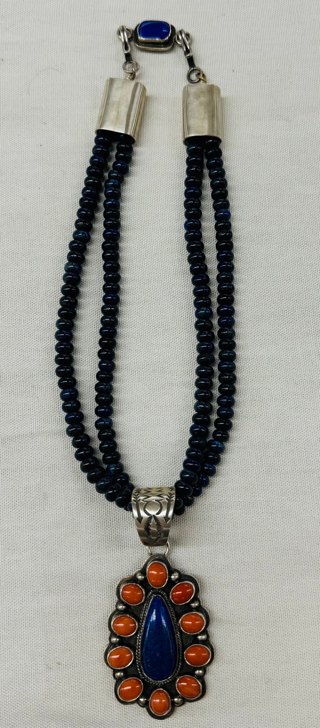 Lapis and Coral Beads and Pendant