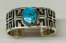 Load image into Gallery viewer, Silver Cuff Bracelet with Turquoise Stone
