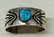 Load image into Gallery viewer, Silver Cuff Bracelet with Turquoise Stone
