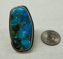 Load image into Gallery viewer, Large Turquoise Stone and Silver Ring
