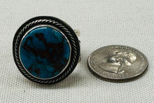 Load image into Gallery viewer, Round Turquoise Stone and Silver Ring
