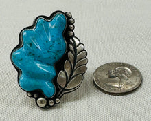 Load image into Gallery viewer, Turquoise and Silver Leaf Shape Ring
