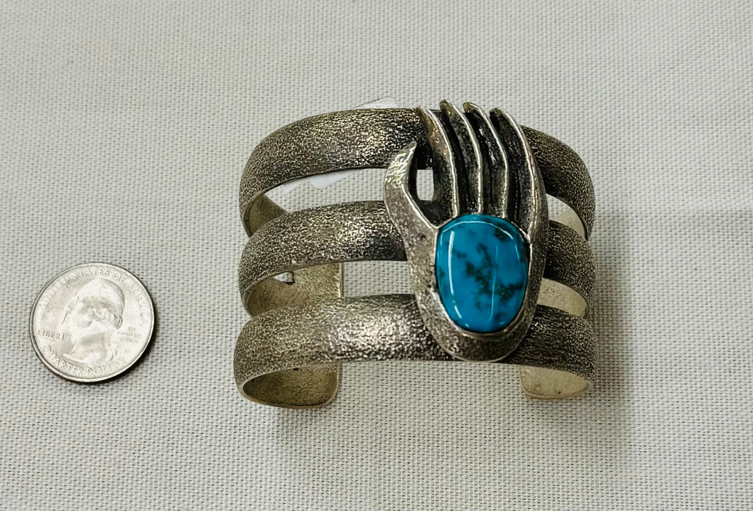 Silver Cuff Bracelet with Turquoise Stone