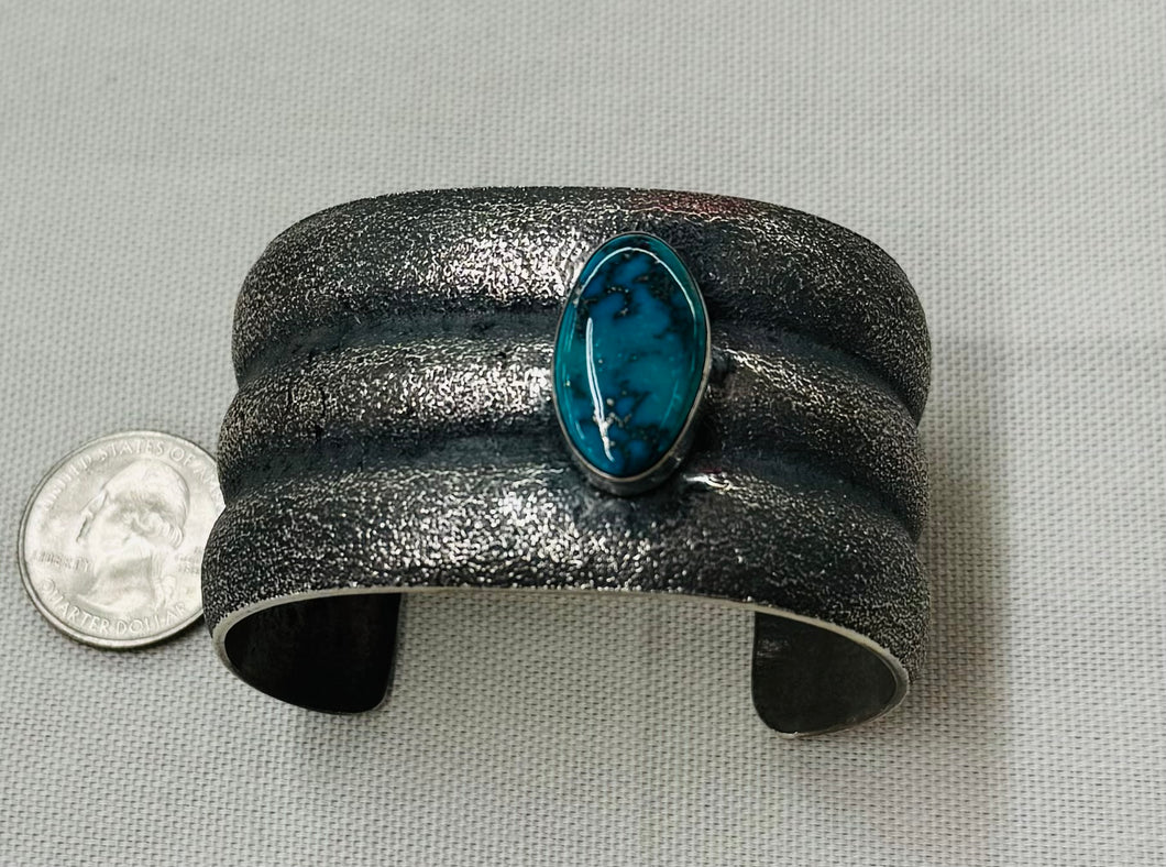 Silver Cuff Bracelet with Turquoise Stone