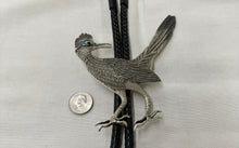 Load image into Gallery viewer, Silver Road Runner with Stone Eyes Bolo Tie with Silver Tips
