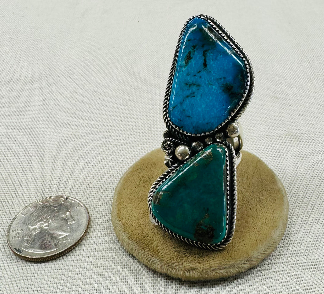 Blue and Green Turquoise Stones Ring