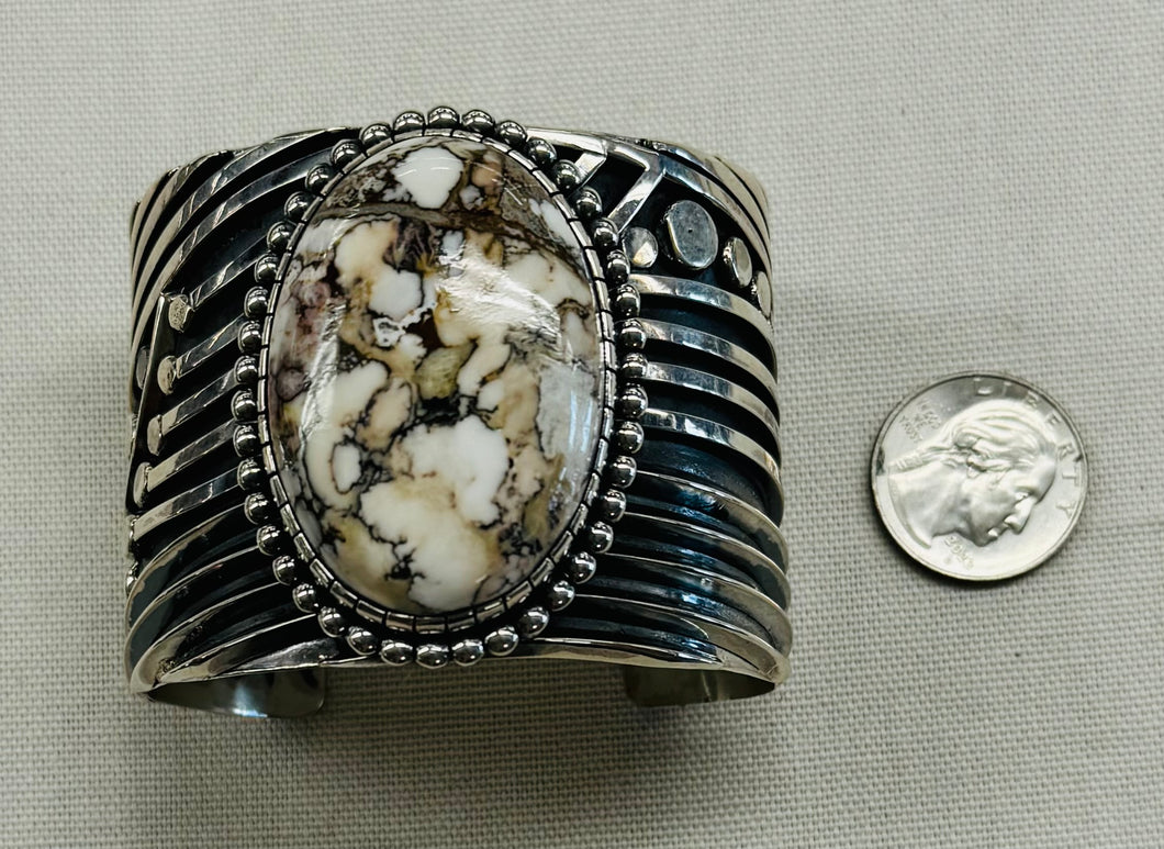 Wild Horse Stone with Silver Cuff Bracelet