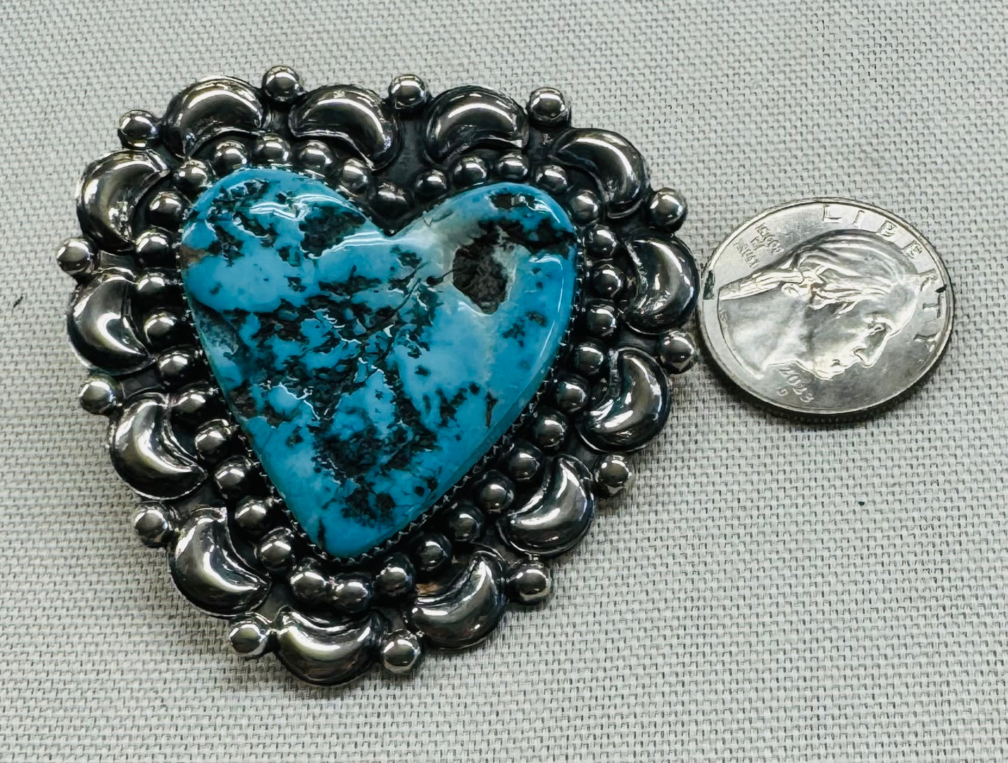Silver and Turquoise Heart Pendant
