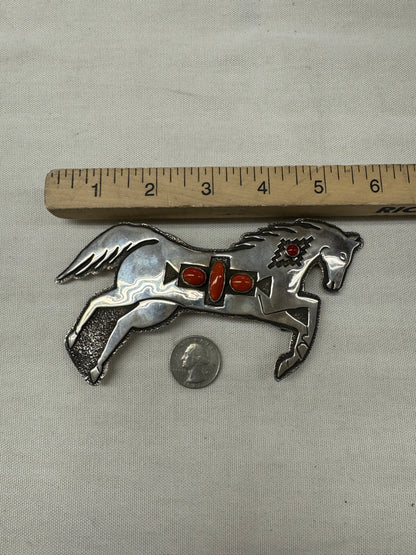 Horse Pendant with Silver and Wild Horse Stone