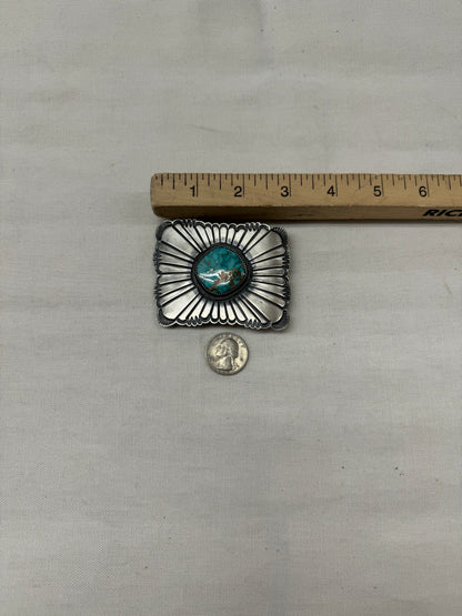 Silver Buckle with Turquoise Stone