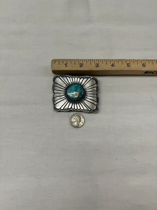 Silver Buckle with Turquoise Stone