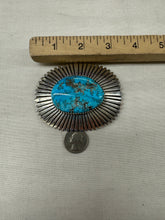 Load image into Gallery viewer, Silver Buckle with Large Turquoise Stone
