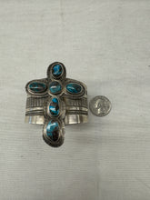 Load image into Gallery viewer, Cross Cuff Bracelet with Silver and Turquoise Stones
