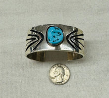 Load image into Gallery viewer, Silver Cuff Bracelet with Turquoise Stone
