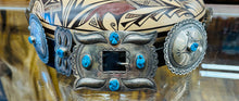 Load image into Gallery viewer, Silver and Turquoise Concho Belt
