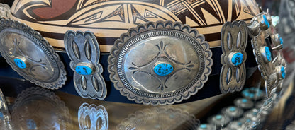 Silver and Turquoise Concho Belt