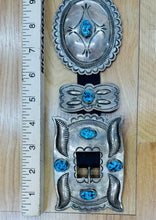 Load image into Gallery viewer, Silver and Turquoise Concho Belt
