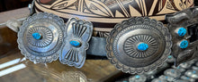 Load image into Gallery viewer, Silver and Turquoise Concho Belt
