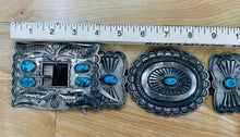 Load image into Gallery viewer, Silver and Turquoise Concho Belt
