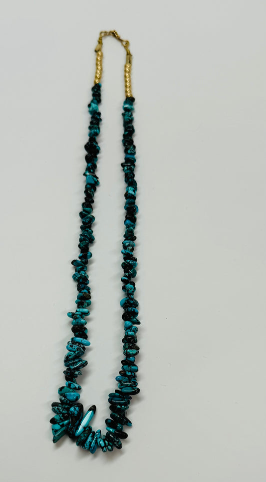 Turquoise Beads with 14k Gold Beads and Clasp Necklace
