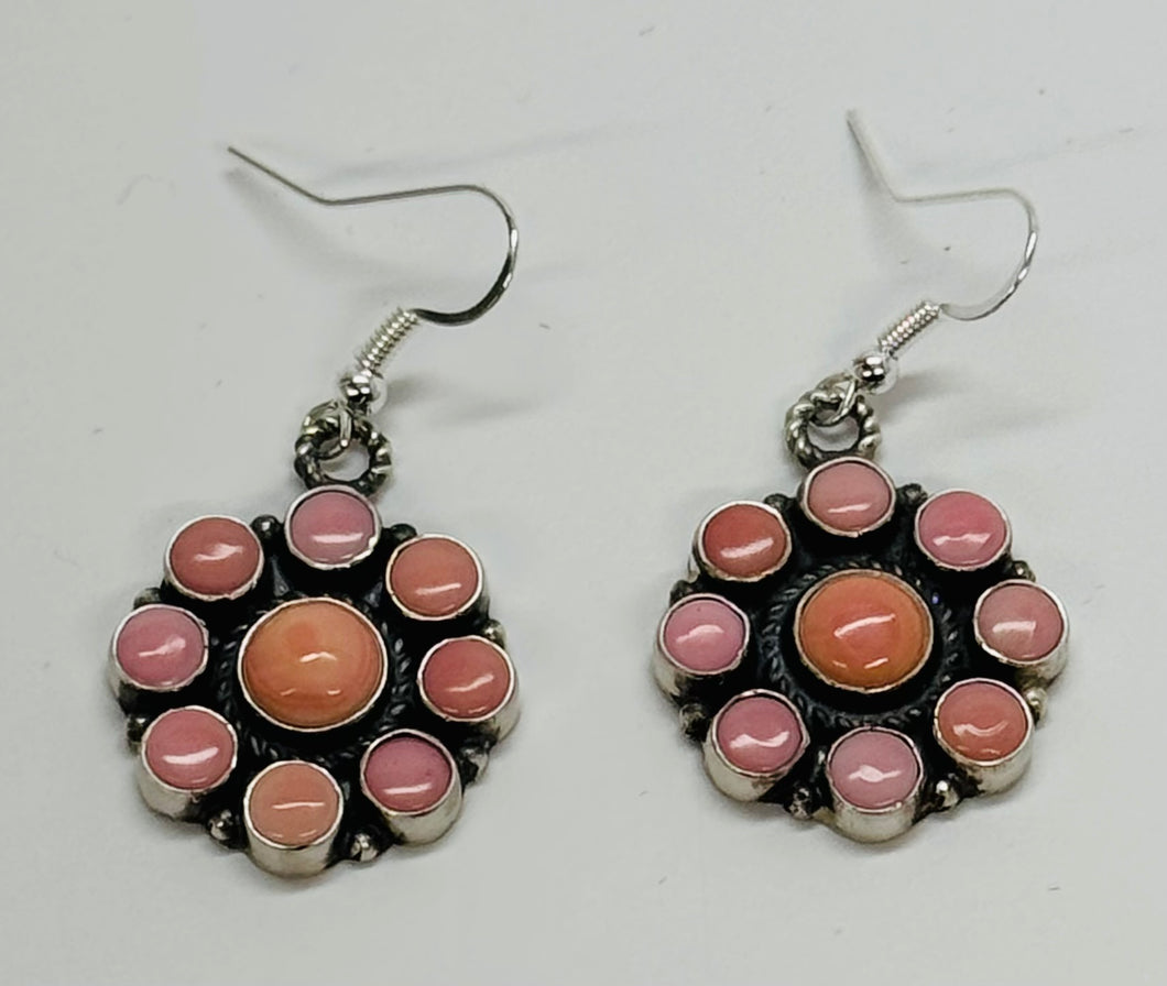 Pink Conch Cluster Earrings