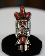 Load image into Gallery viewer, Coral and Silver Kachina Ring
