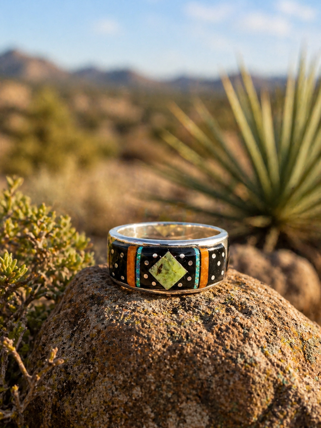 Navajo Inlay "Night" Ring by Matthew Jack