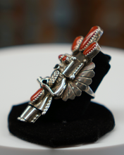 Load image into Gallery viewer, Coral and Silver Kachina Ring
