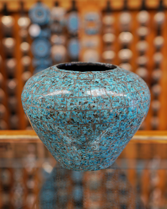 Santa Domingo Fired Hand Coiled Turquoise Pottery