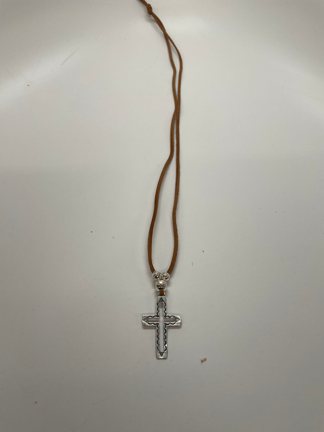 Leather strap cross necklace